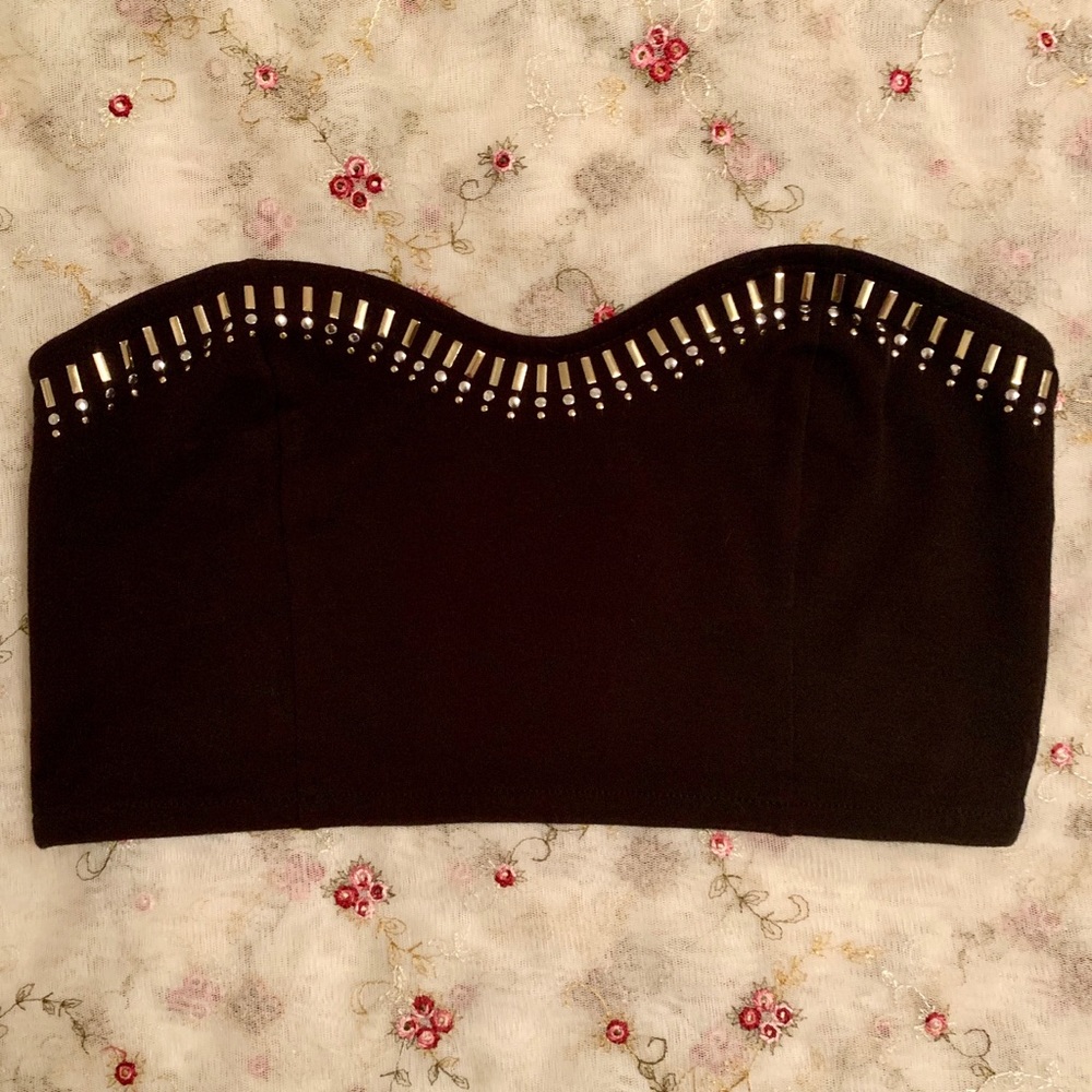 Black Decree studded sweetheart bandeau top large
